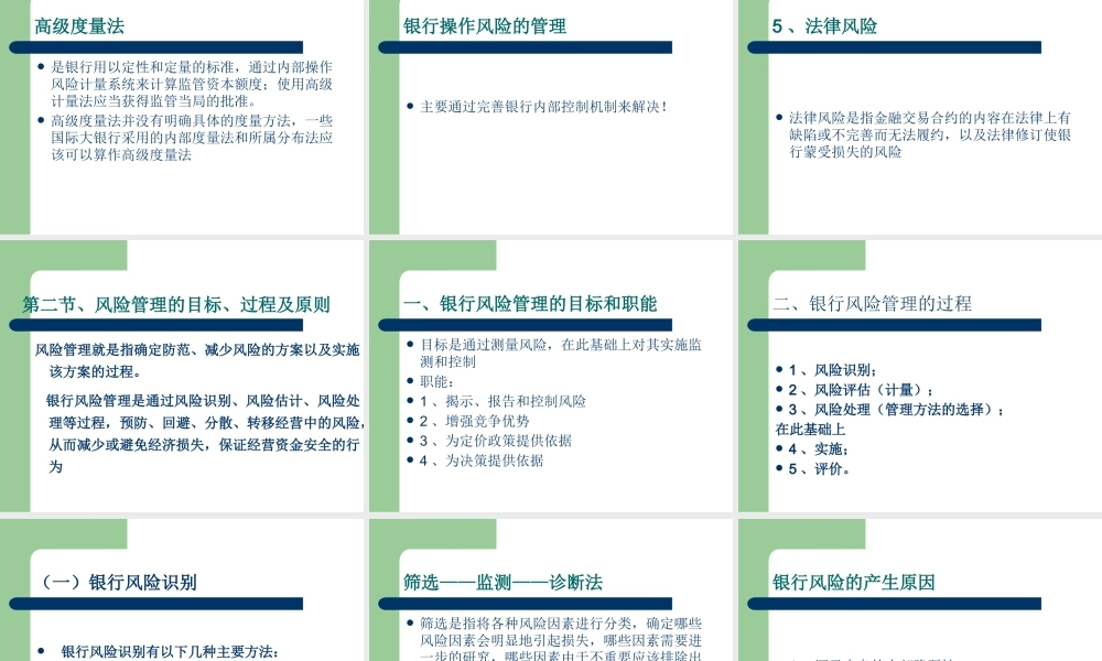【西南财大课件商业银行管理】第9章、风险管理
