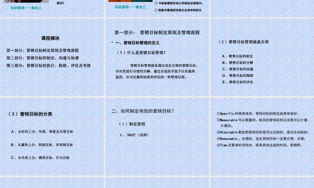 《有效营销目标制定及管理实务》