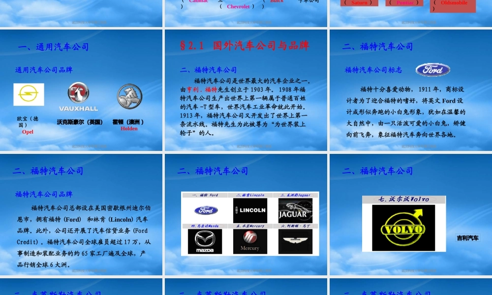 世界著名汽车公司及品牌(ppt 172页)