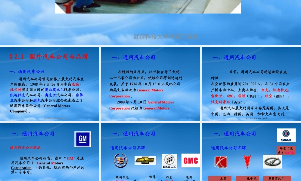 世界著名汽车公司及品牌