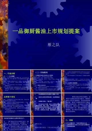 【新产品上市方案大全】一品御厨酱油上市规划提案