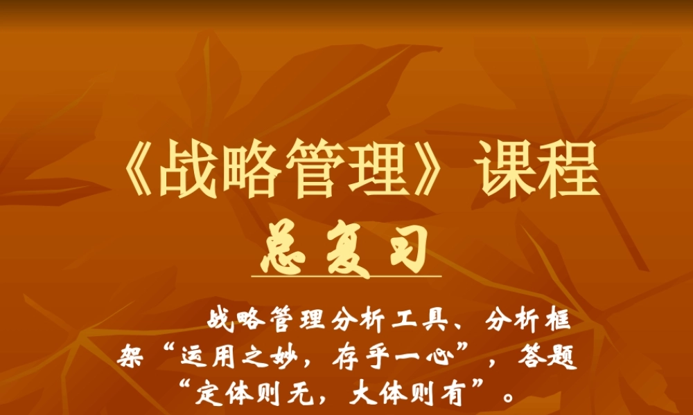 《战略管理》课程总复习(ppt 115)