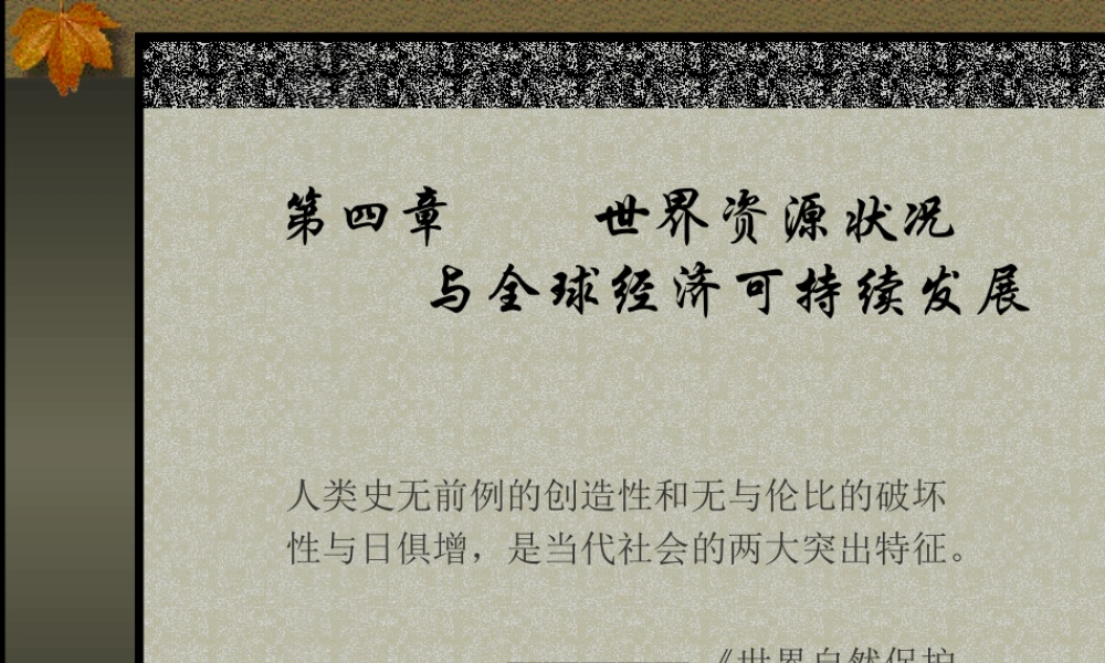 世界资源状况与全球经济可持续发展讲义