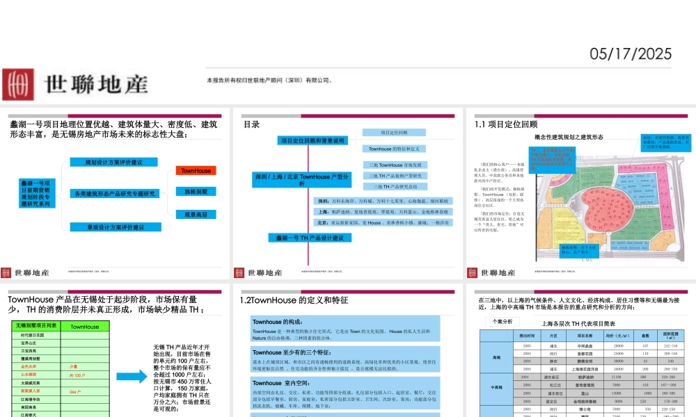 世联_TownHouse产品户型专题报告