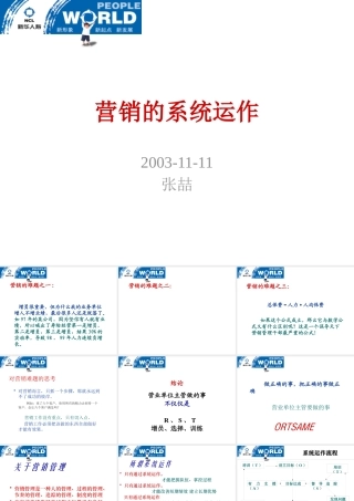 【营销管理的系统运作】