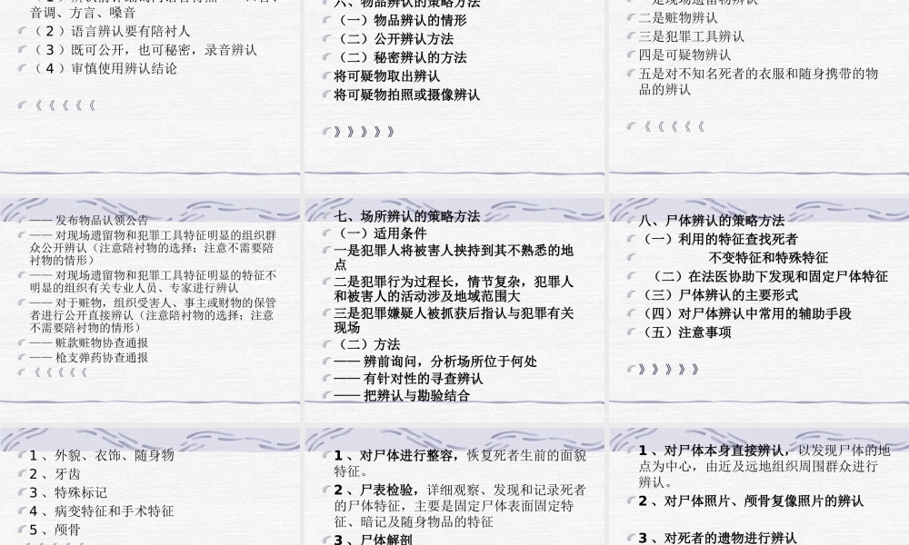 《侦查策略》第五章侦查辨认