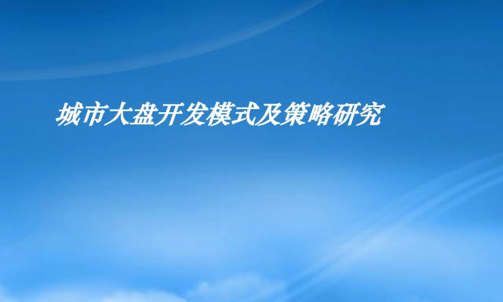 世联_城市大盘开发模式及策略研究_35PPT
