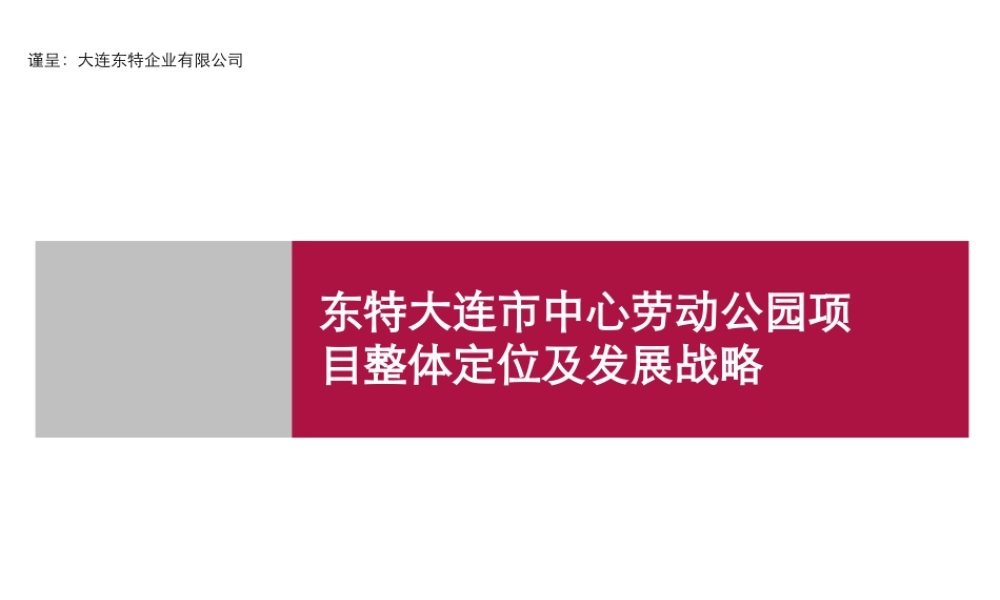世联_东特大连市中心劳动公园项目整体定位及发展战略_64p