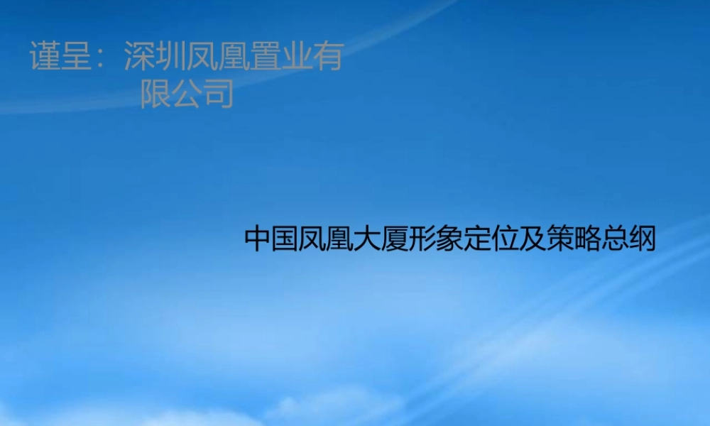 世联_凤凰大厦形象定位及策略