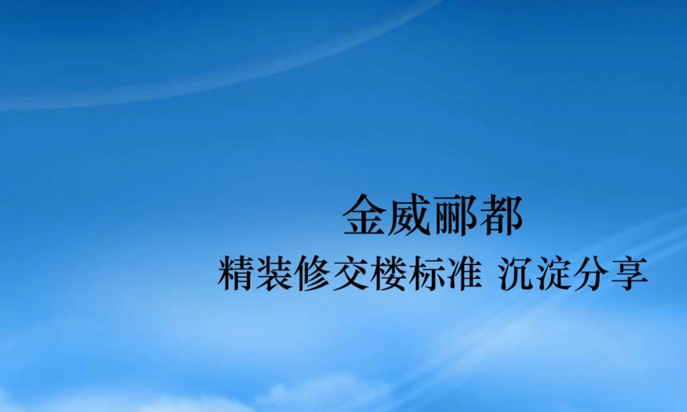 世联_佛山金威郦都_精装修交楼标准沉淀分享_13P_XXXX