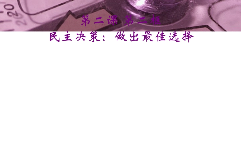 《政治生活》学习课件：第二课(2)民主决策：作出最佳的选择