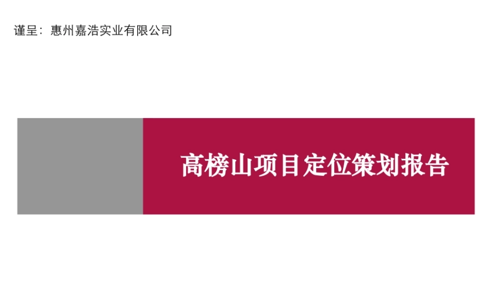 世联_广东惠州高榜山项目定位策划报告76页