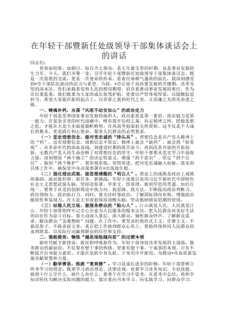 在年轻干部暨新任处级领导干部集体谈话会上的讲话