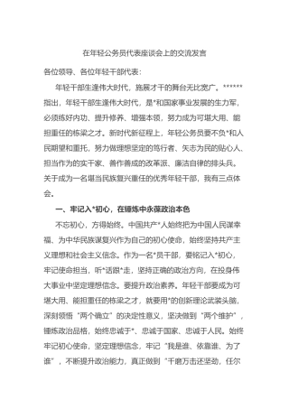 在年轻公务员代表座谈会上的交流发言