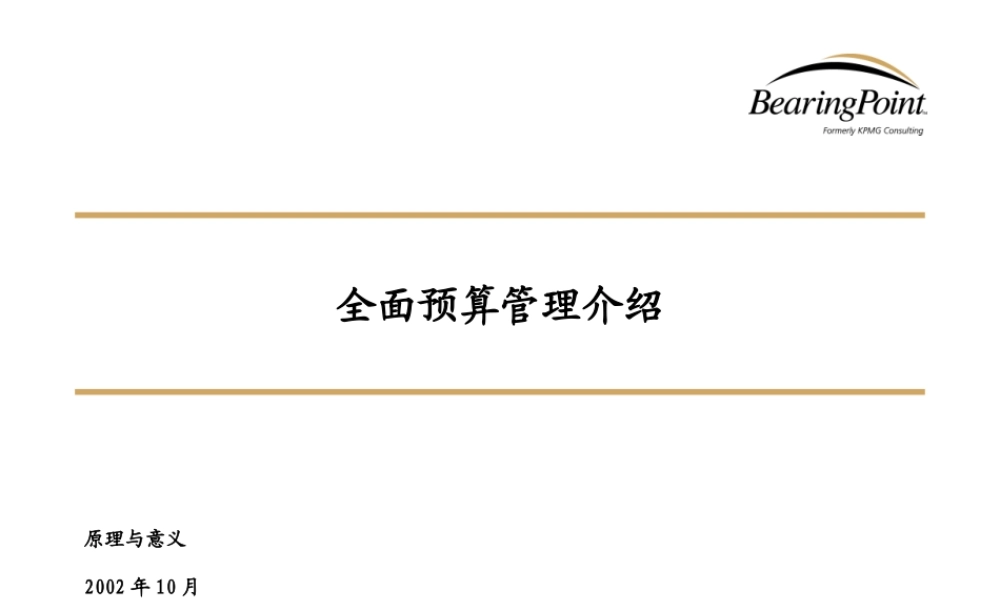 【咨询报告】XXXX某咨询全面预算管理培训
