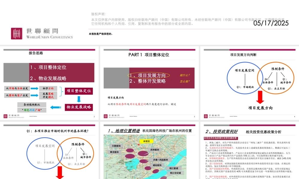 世联_杭州绿色科技广场项目整体定位与发展战略_160PPT