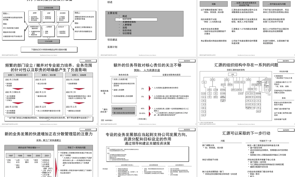 【咨询报告】汇源公司组织结构与关键绩效考核指标184页