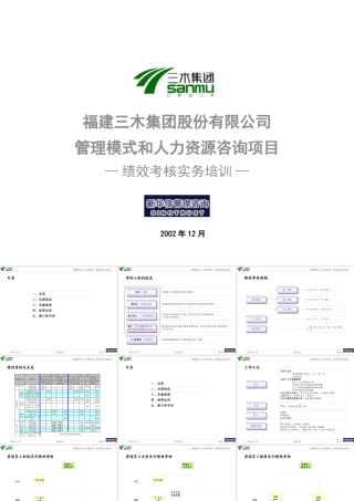 【咨询报告】新华信-三木集团股份有限公司咨询项目--绩效考核实务培训