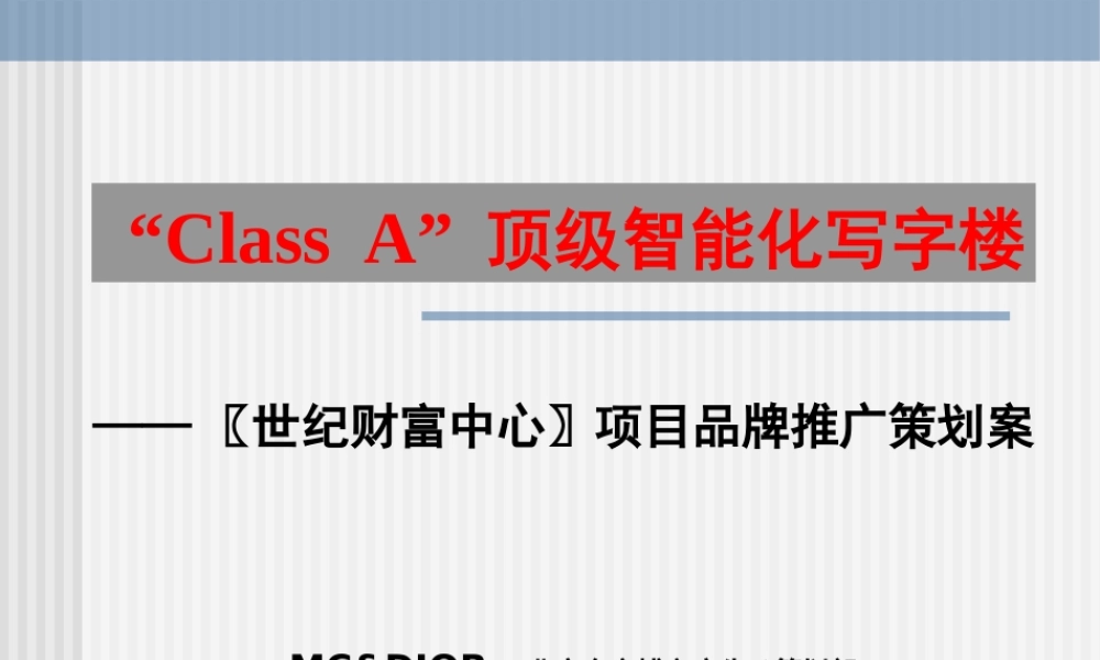 〖世纪财富中心〗项目品牌推广策划案