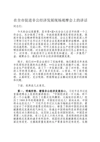在全市促进非公经济发展现场观摩会上的讲话