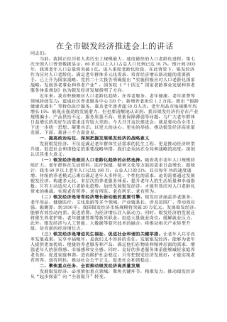 在全市银发经济推进会上的讲话