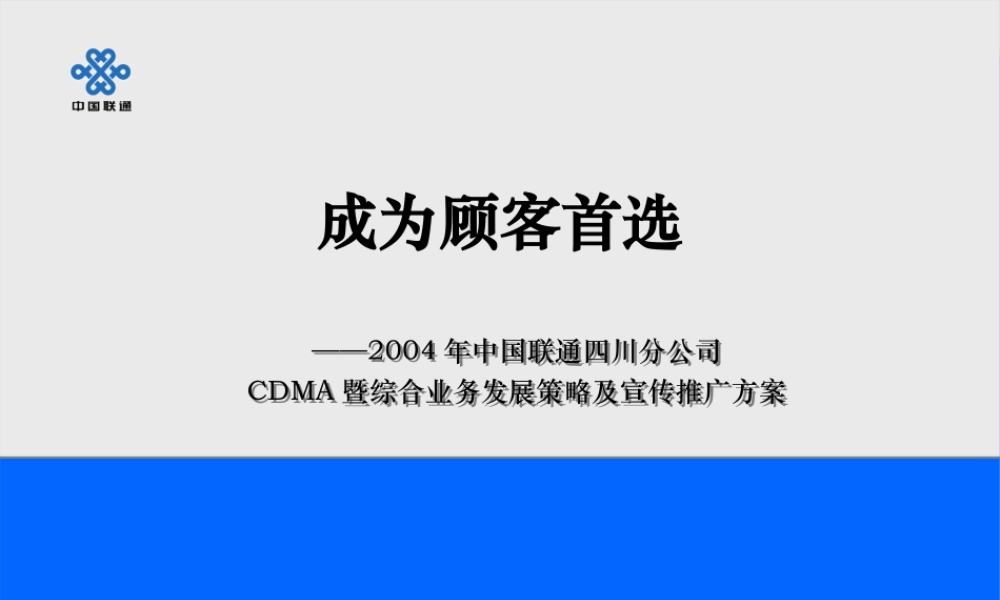××公司CDMA暨综合业务发展策略及宣传推广方案(2)