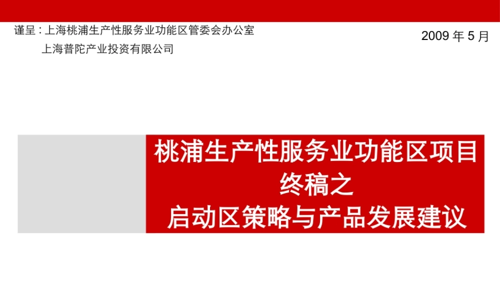 世联_上海桃浦生产性服务业功能区项目启动区策略与产品发展建议_103P