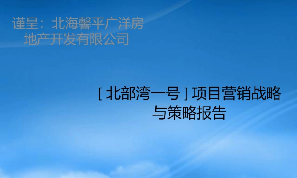 世联XXXX北海北部湾一号海景豪宅项目营1541335714