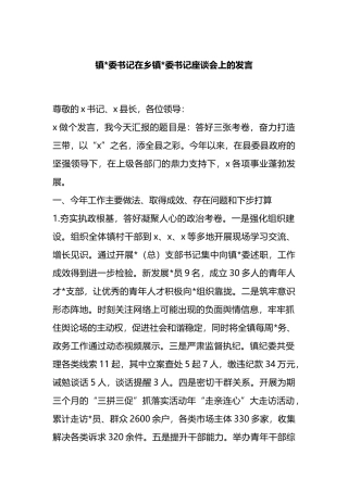 镇党委书记在乡镇党委书记座谈会上的发言