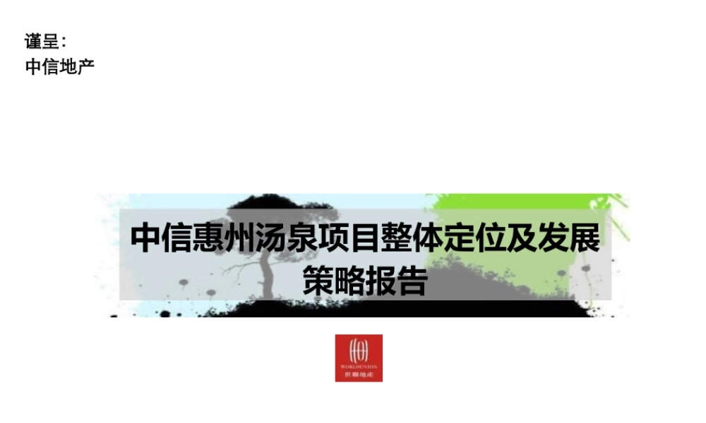 世联XXXX年中信惠州汤泉项目整体定位及发展策略报告