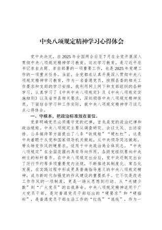 中央八项规定精神学习心得体会