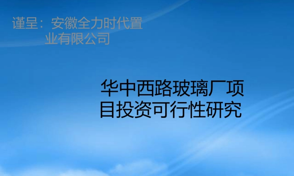世联-安庆华中西路玻璃厂项目投资可行性研究-80页