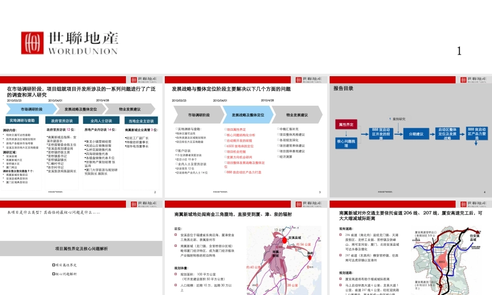 世联安溪连捷温泉项目发展战略课件