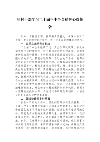 驻村干部学习二十届三中全会精神心得体会