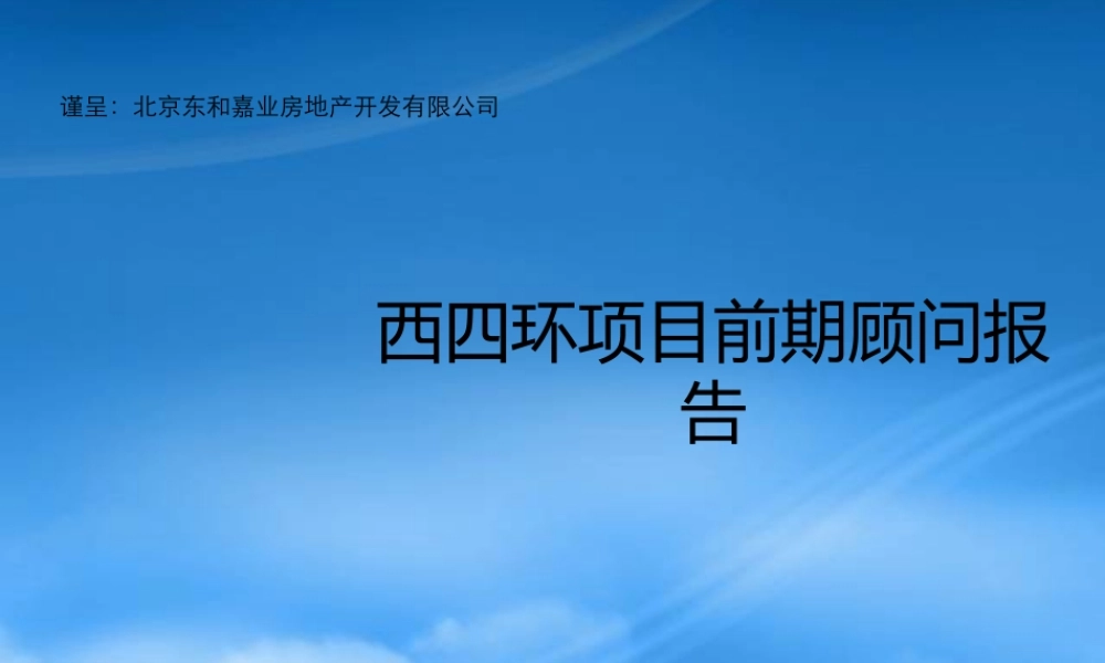 世联-北京西四环项目前期顾问报告136页