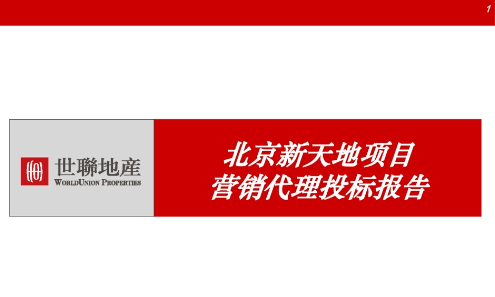 世联-北京-新天地项目项目营销代理投标报告XXXX