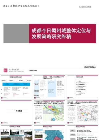 世联-成都今日蜀州城整体定位与发展策略研究终稿-321PPT