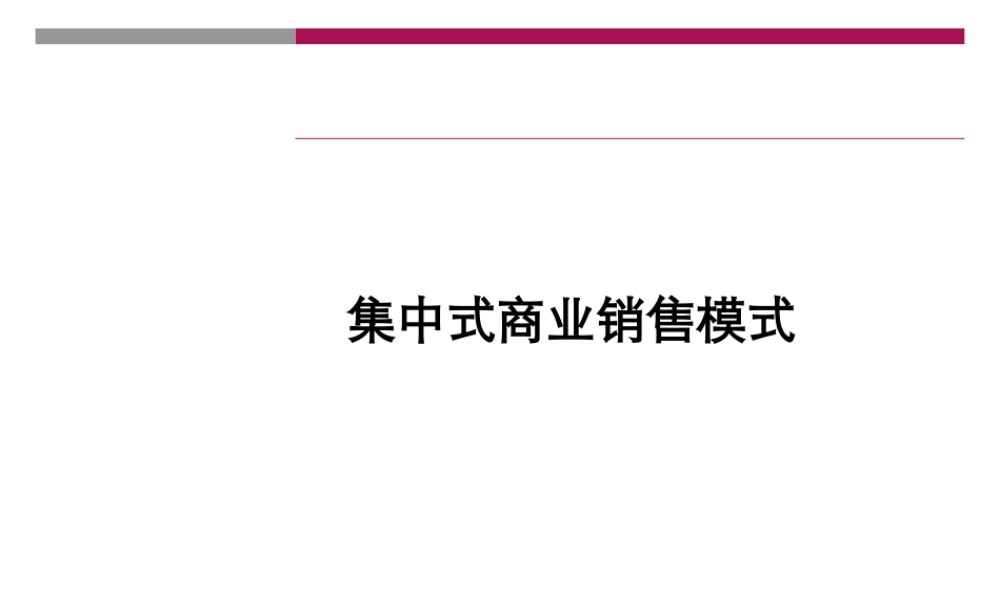 世联-大型集中式商业销售模式