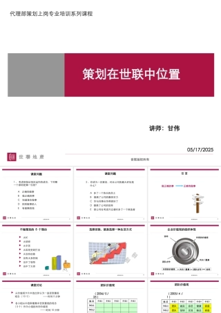 世联-代理部策划上岗专业培训系列课程-策划在世联中的位置-49PPT
