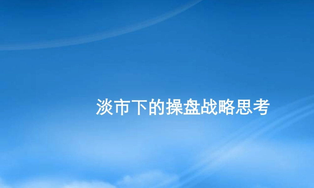 世联-淡市下的操盘战略思考-14PPT