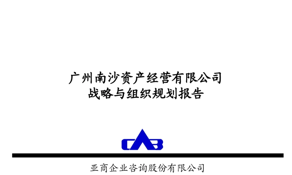 ××资产经营公司战略与组织规划