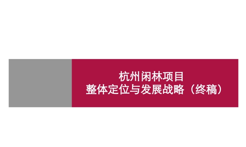 世联-杭州闲林项目整体定位与发展战略（终稿）-156PPT