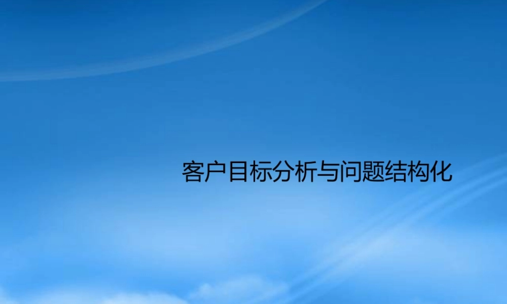 世联客户目标的分析与问题的结构化