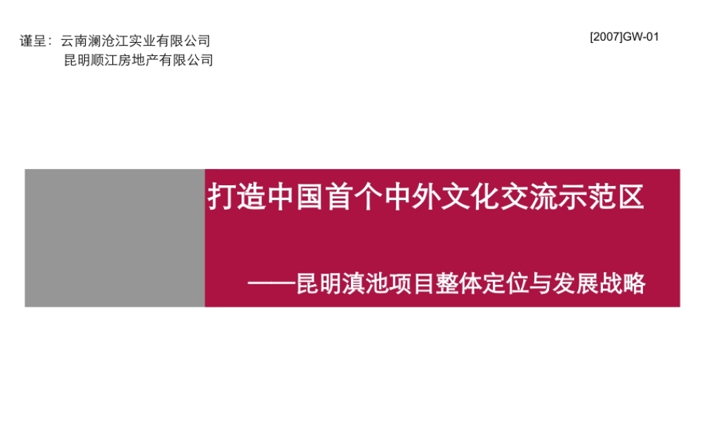 世联昆明滇池项目_评审稿整体定位、发展战略