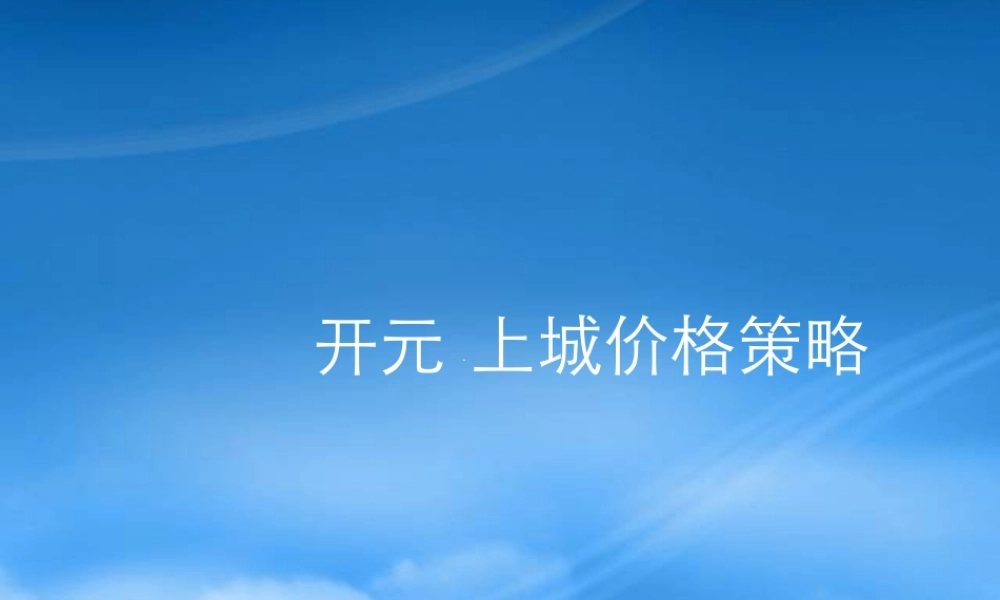 世联-临沂开元上城项目价格方案