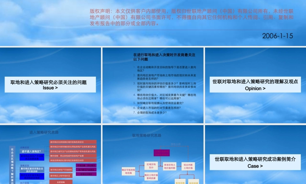 世联-取地和进入策略研究顾问业务经验分享