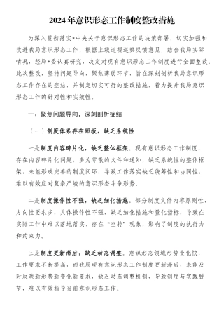 2024年意识形态工作制度整改措施