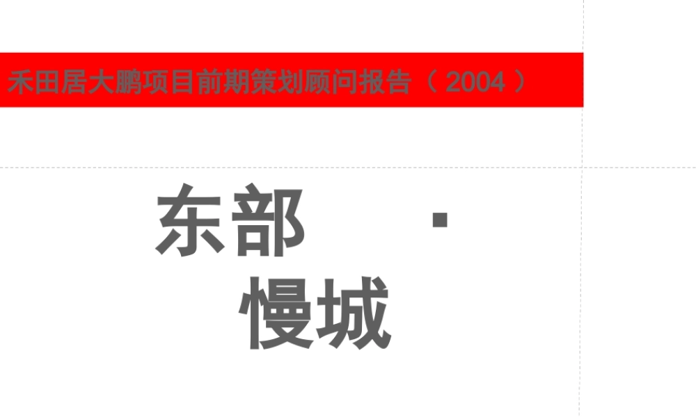 世联-深圳东部慢城项目前期策划顾问报告136PPT