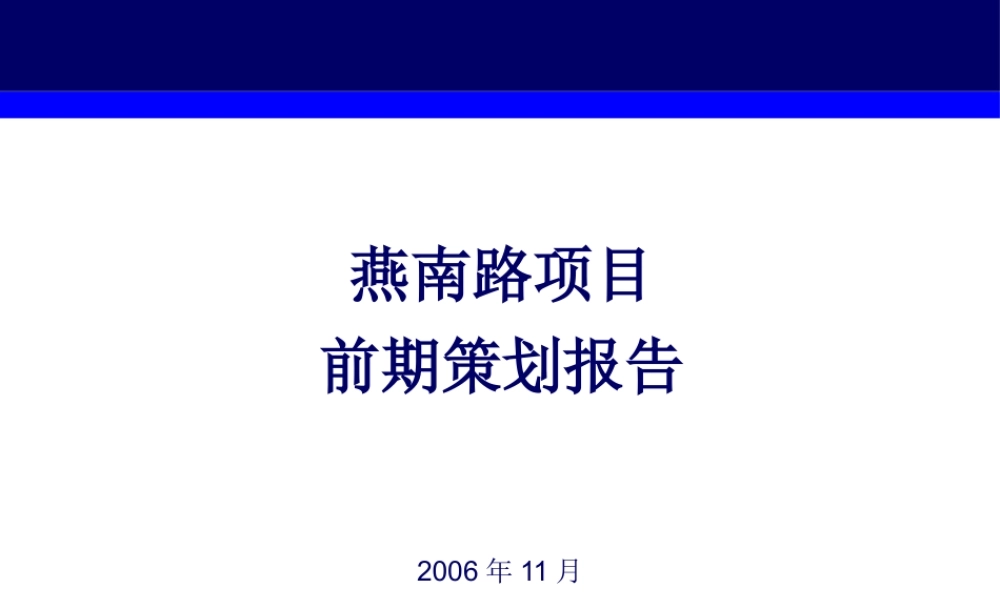 世联--深圳市燕南路项目前期策划报告120页