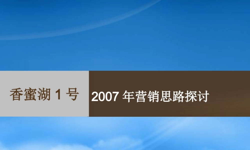 世联-深圳香蜜湖1号别墅项目营销思路探讨
